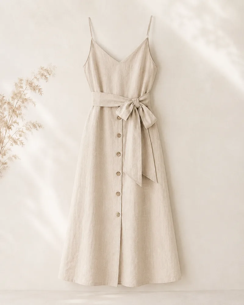 Vestido midi de lino